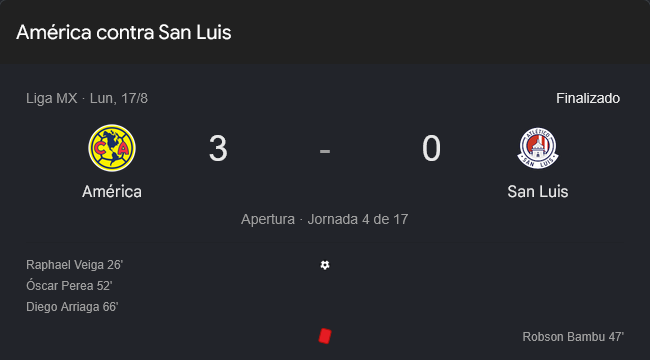 América golea 3-0 al Atlético de San Luis y retoma el liderato